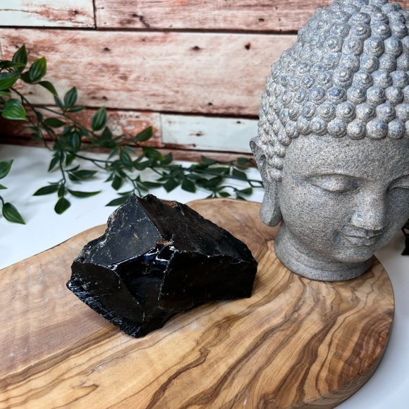 Large Raw Black Obsidian Natural Polished Chunky Crystal | Protection Stone - Picture 15 of 15